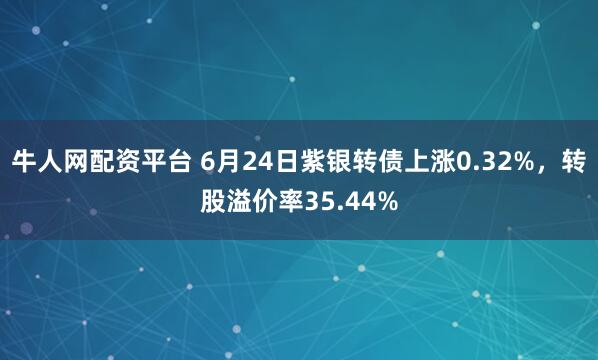 牛人网配资平台 6月24日紫银转债上涨0.32%，转股溢价率35.44%