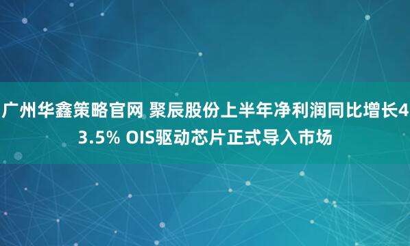 广州华鑫策略官网 聚辰股份上半年净利润同比增长43.5% OIS驱动芯片正式导入市场
