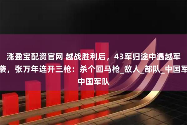 涨盈宝配资官网 越战胜利后，43军归途中遇越军追袭，张万年连开三枪：杀个回马枪_敌人_部队_中国军队